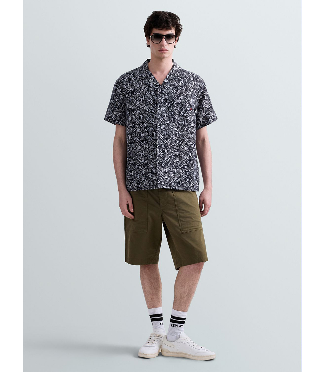 リーフプリントリラックスフィットシャツ 詳細画像 ダークブルー 2